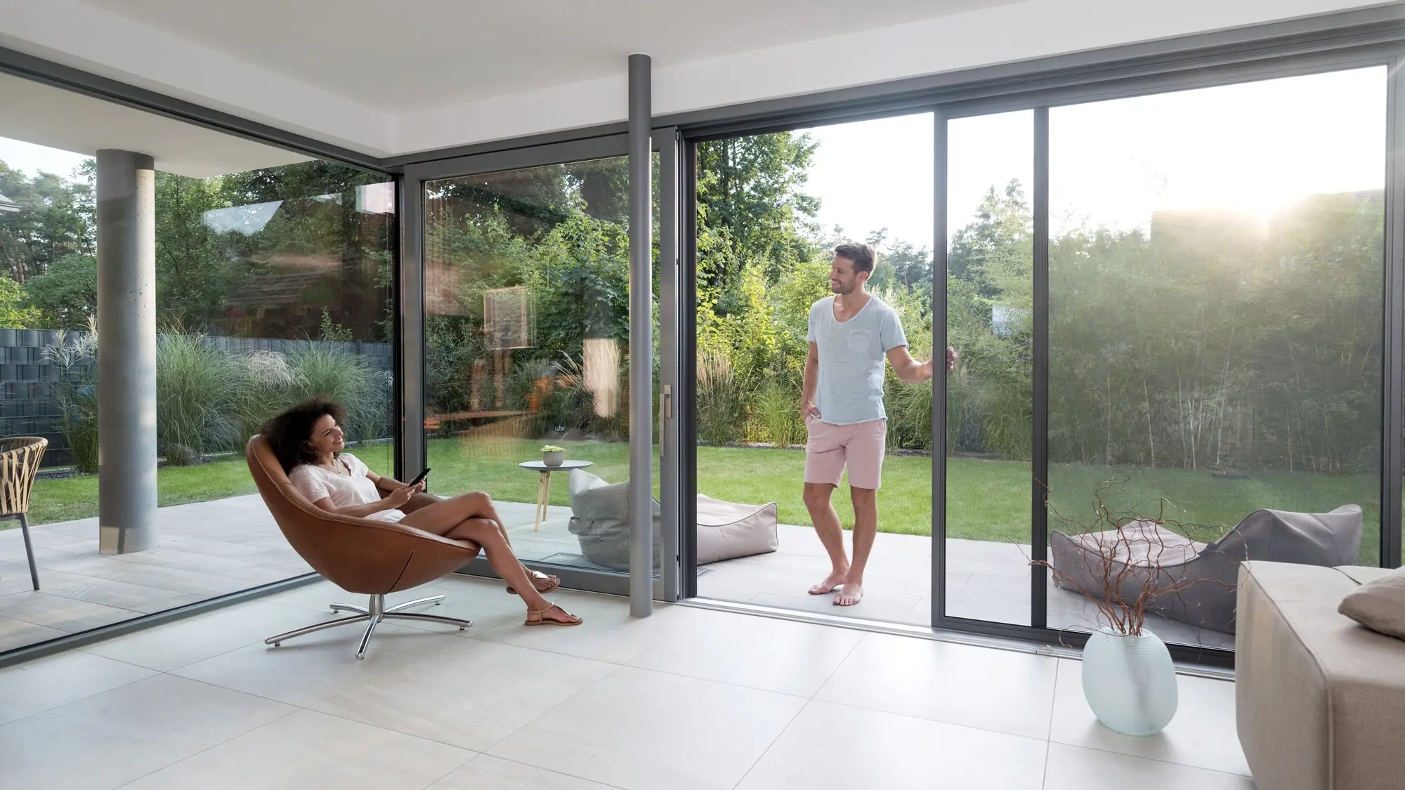 Tür, Schiebetür, Französisches Fenster, Person, Frau