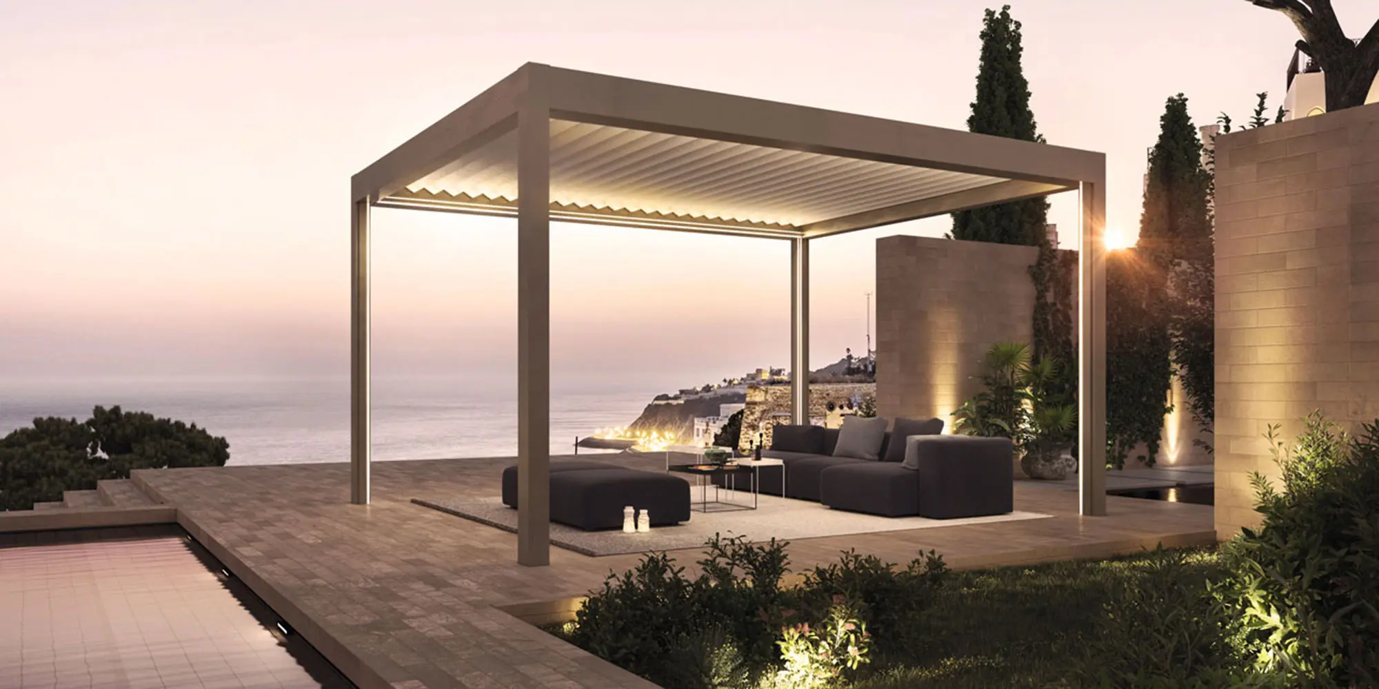 Lamaxa-Lamellendach-freistehend-Sitzecke-breit