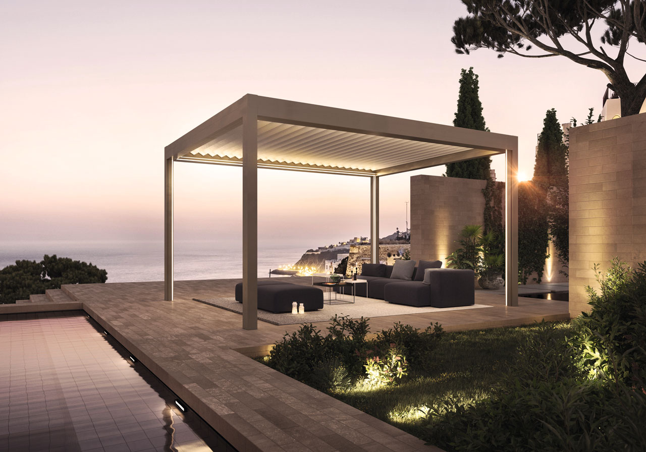 Lamaxa-Lamellendach-freistehend-Sitzecke Lamaxa-Lamellendach-freistehend-Sitzecke